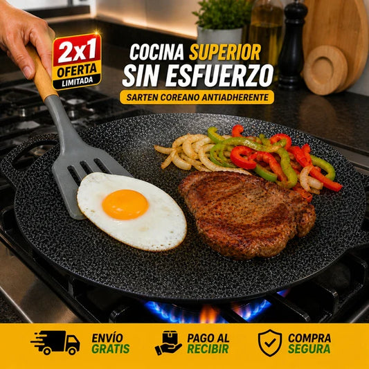 🚨SOLO HOY POR $28,99-🔥 Sarten Coreano Antiadherente - 🎁 ¡Compra 1 y llévate 2! + 🚚 Envío GRATIS a todo Ecuador